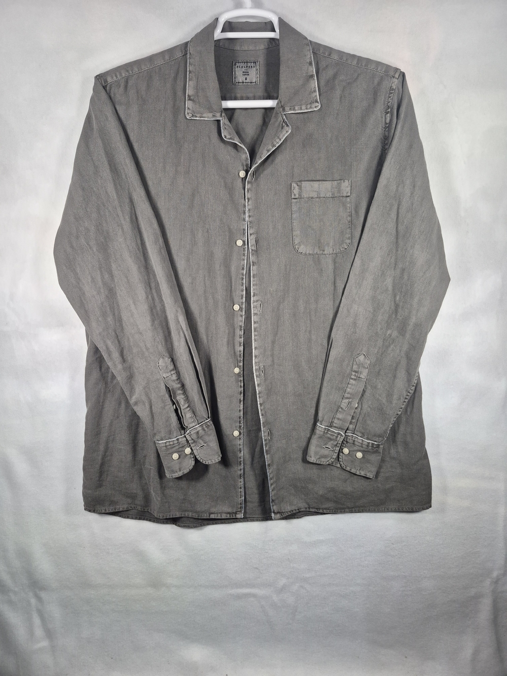 Scalpers Original Clothing Men's Grey Long Sleeve Button-Down Shirt
